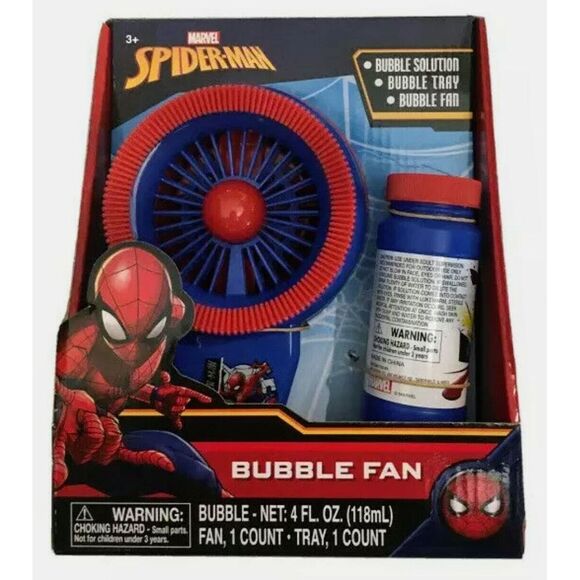 Marvel Spider-Man Bubble Fan Brand 3 Plus Includes Solution Tray Fan Brand New - Picture 1 of 2